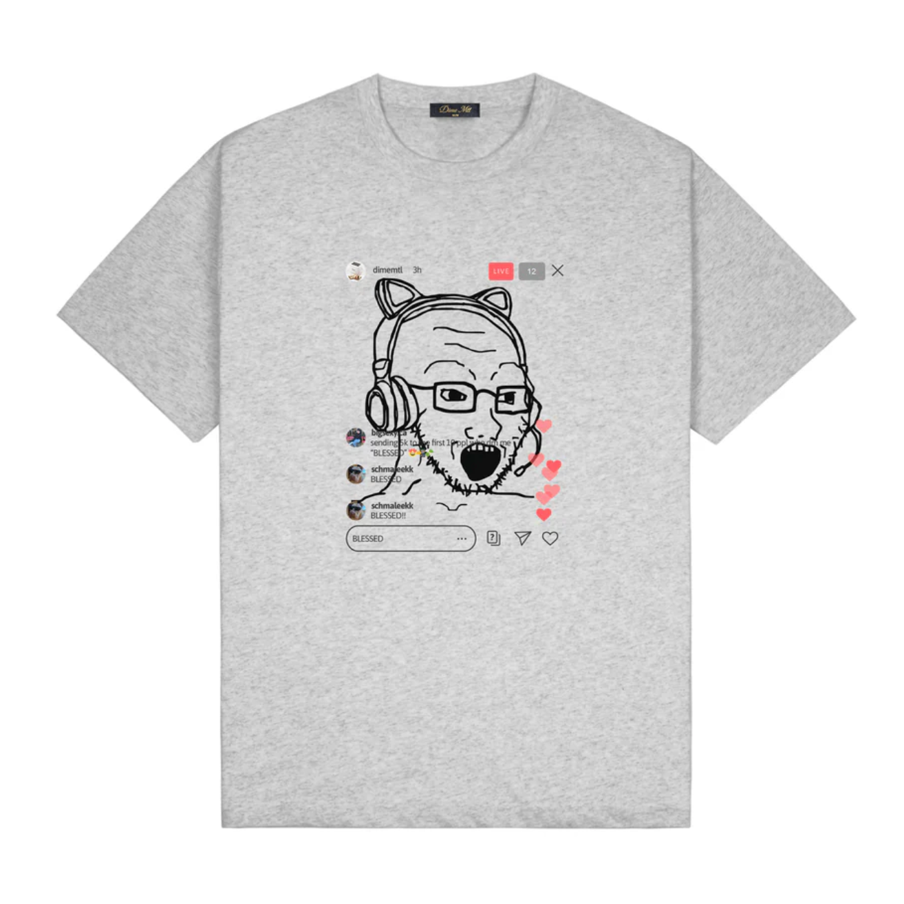 Dime 'Live' T-Shirt - Heather Grey