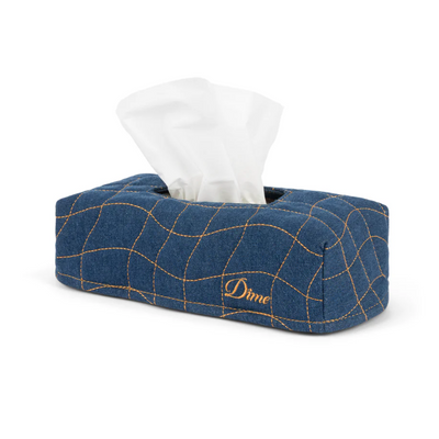Dime Quilted Tissue Box Cover - Indigo