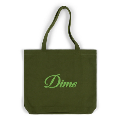 Dime Cursive Chenille Tote Bag - Grass