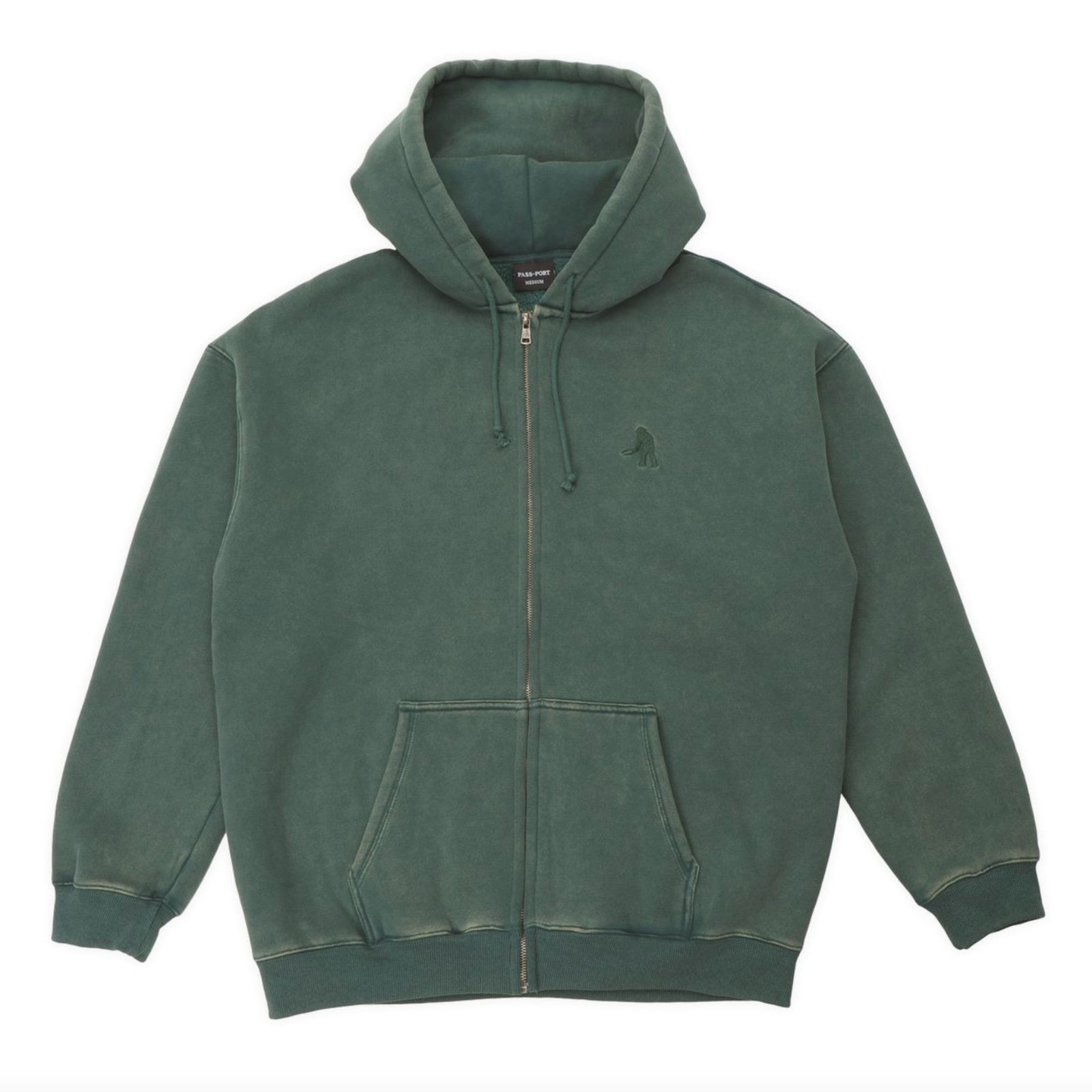 Pass~Port Solid Workers Zip Hoodie - Washed Forest Green