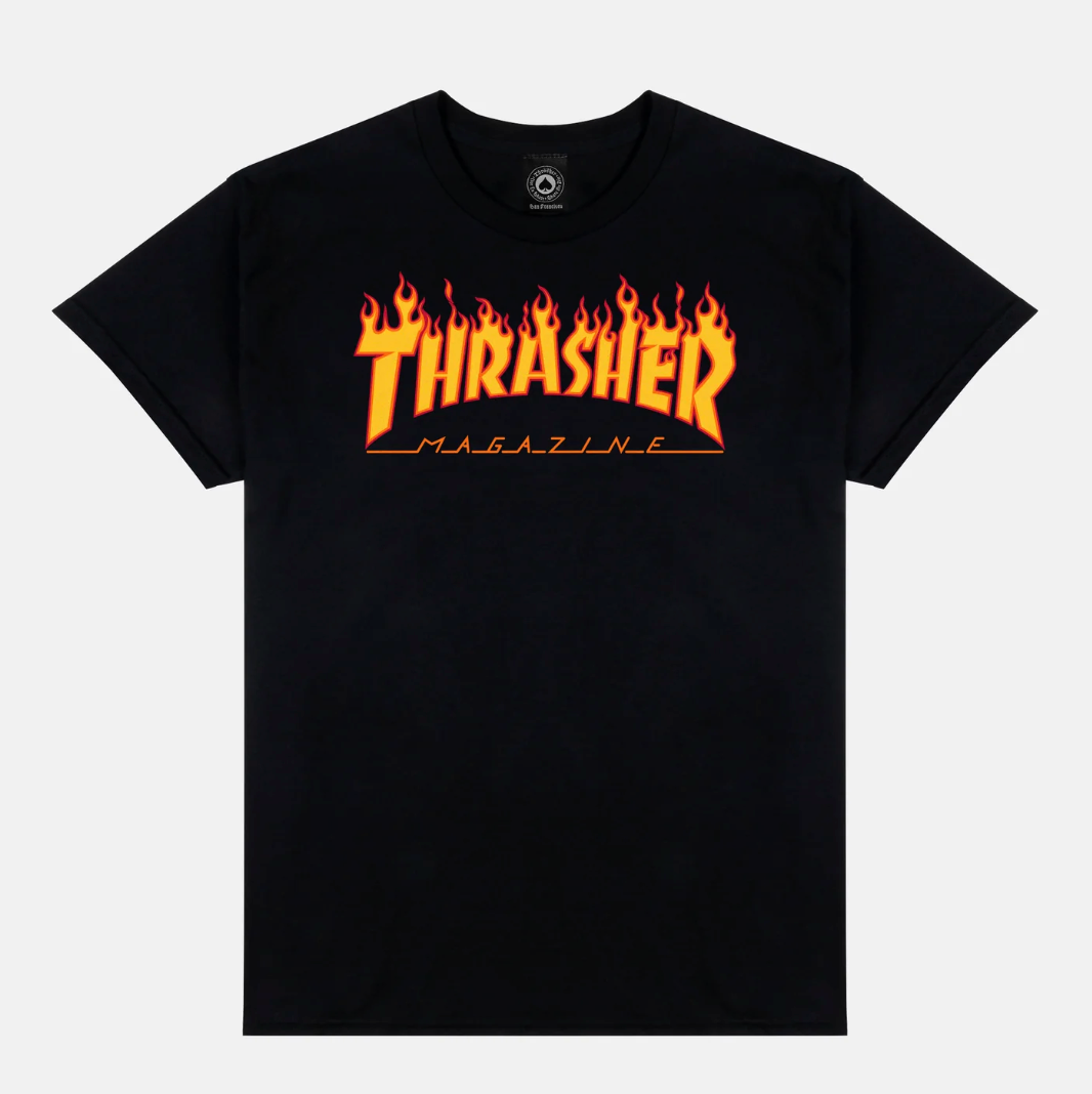 Thrasher Flame Youth T-Shirt - Black
