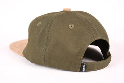 Theories Hand of Theories Twill & Suede Snapback - Moss/Brown