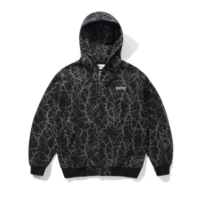 Butter Goods Thorn Camo Waffle Zip-Thru Hood - Black