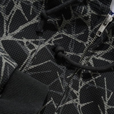 Butter Goods Thorn Camo Waffle Zip-Thru Hood - Black