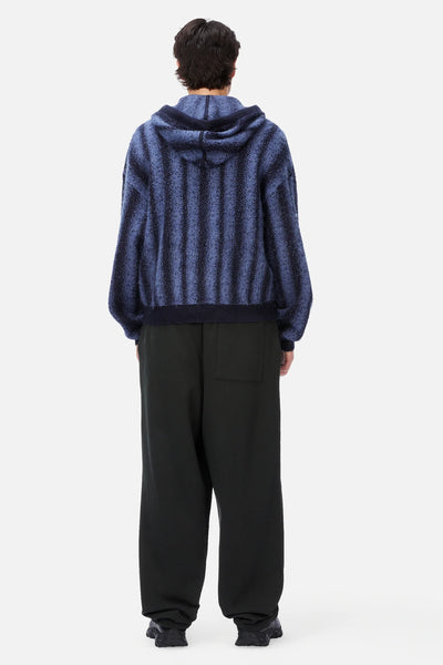 Dime Mohair Striped Zip Hoodie - Blue