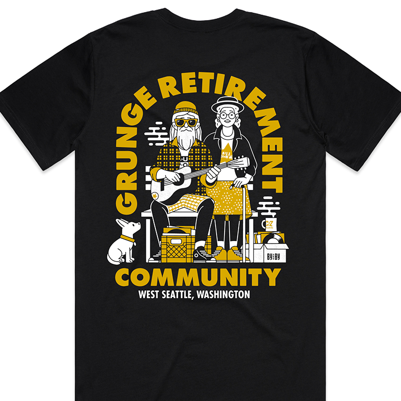 By And By Grunge Retirement Community T-shirt Black