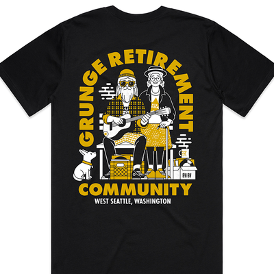 By And By Grunge Retirement Community T-shirt Black