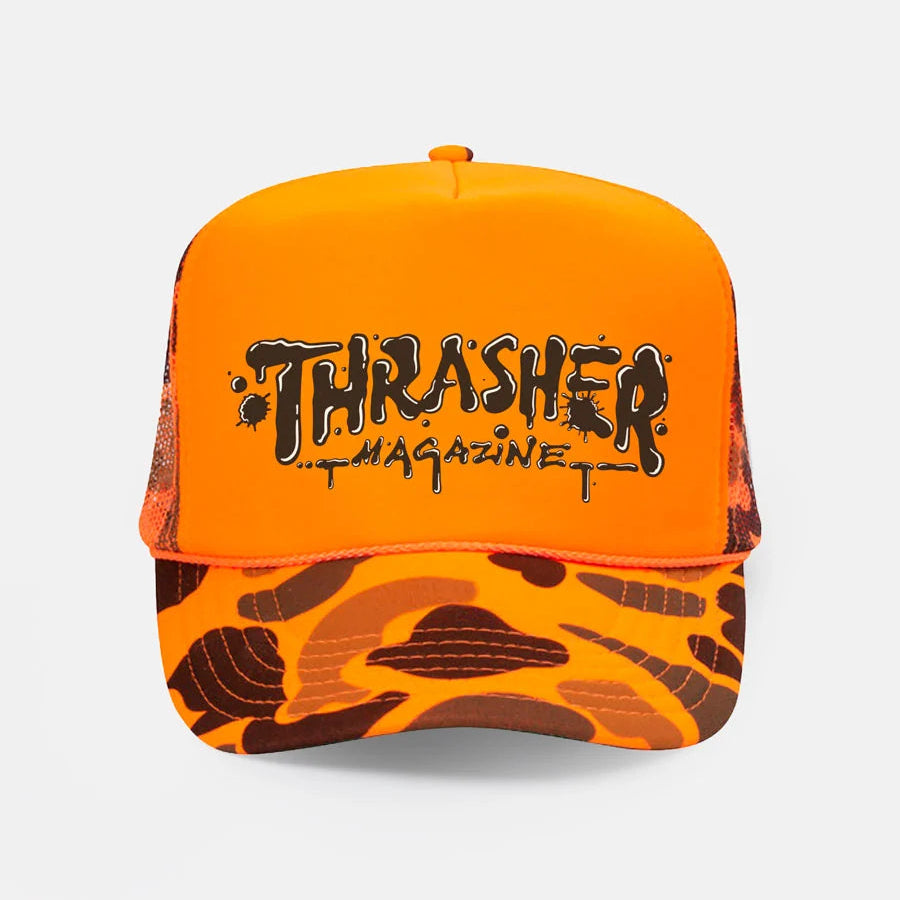 Thrasher Wet Paint Trucker Hat - Orange