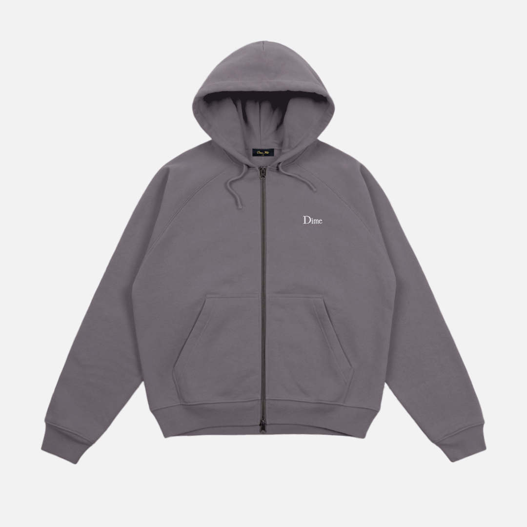 Dime Classic Small Logo Zip Hoodie - Charcoal Grape