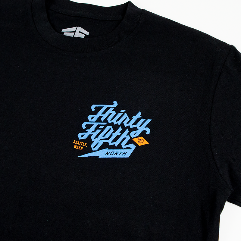 35th North Barr Logo T-Shirt - Black / Papaya