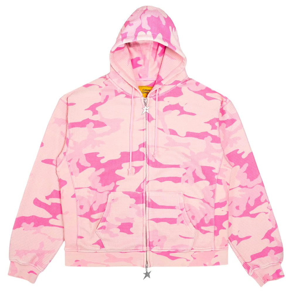 Carpet C-Star Double Zip Thermal Hoodie - Pink Camo