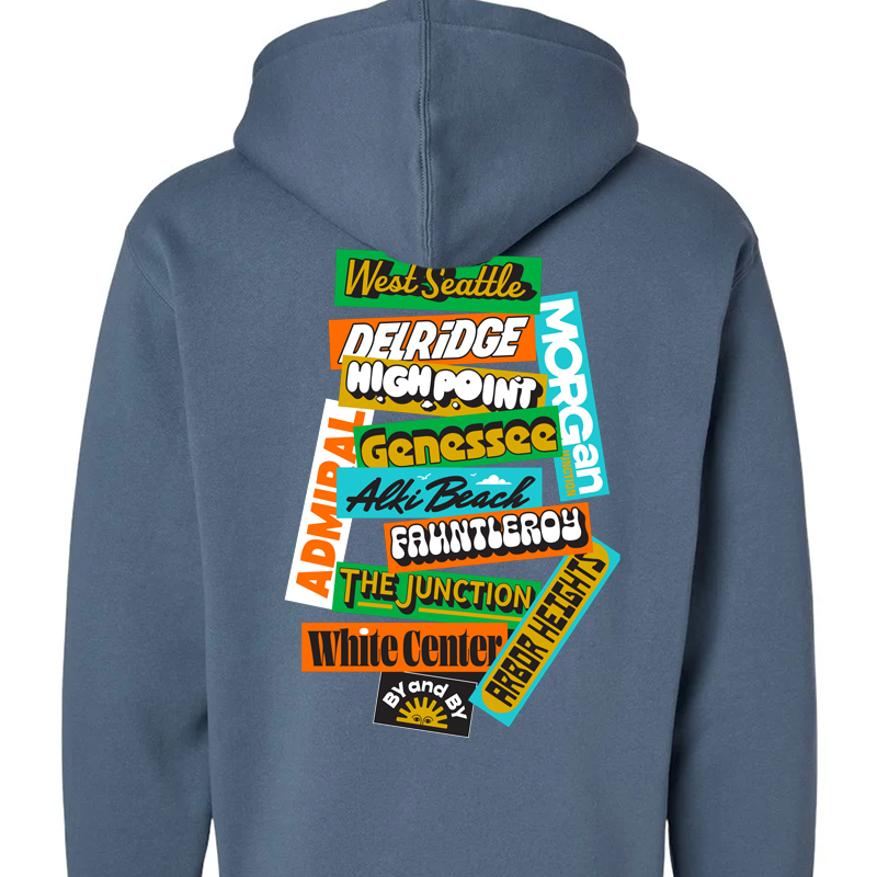 By And By Stickers Hooded Sweatshirt - Storm Blue