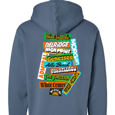 By And By Stickers Hooded Sweatshirt - Storm Blue