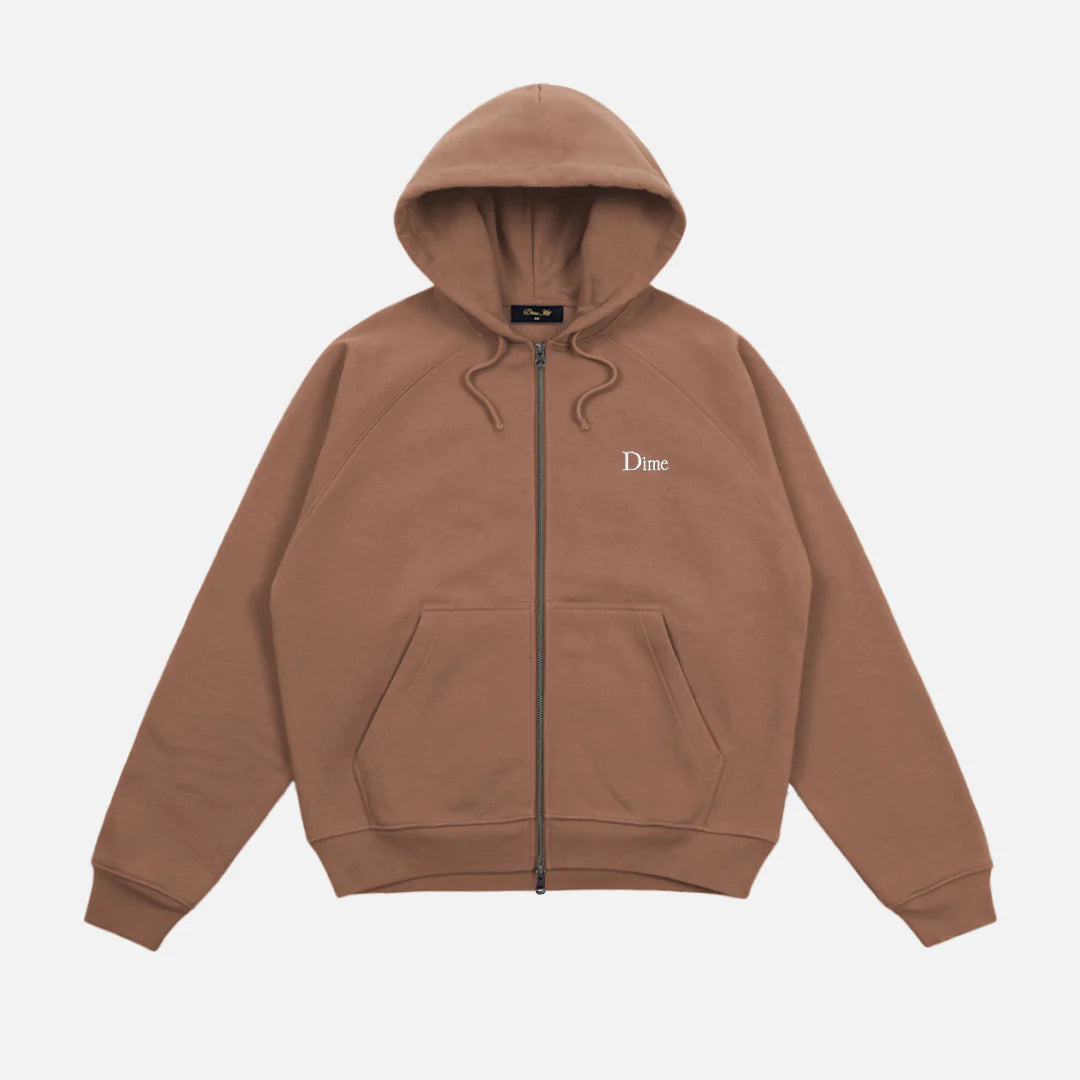 Dime Classic Small Logo Zip Hoodie - Crayon Brown | 35th North