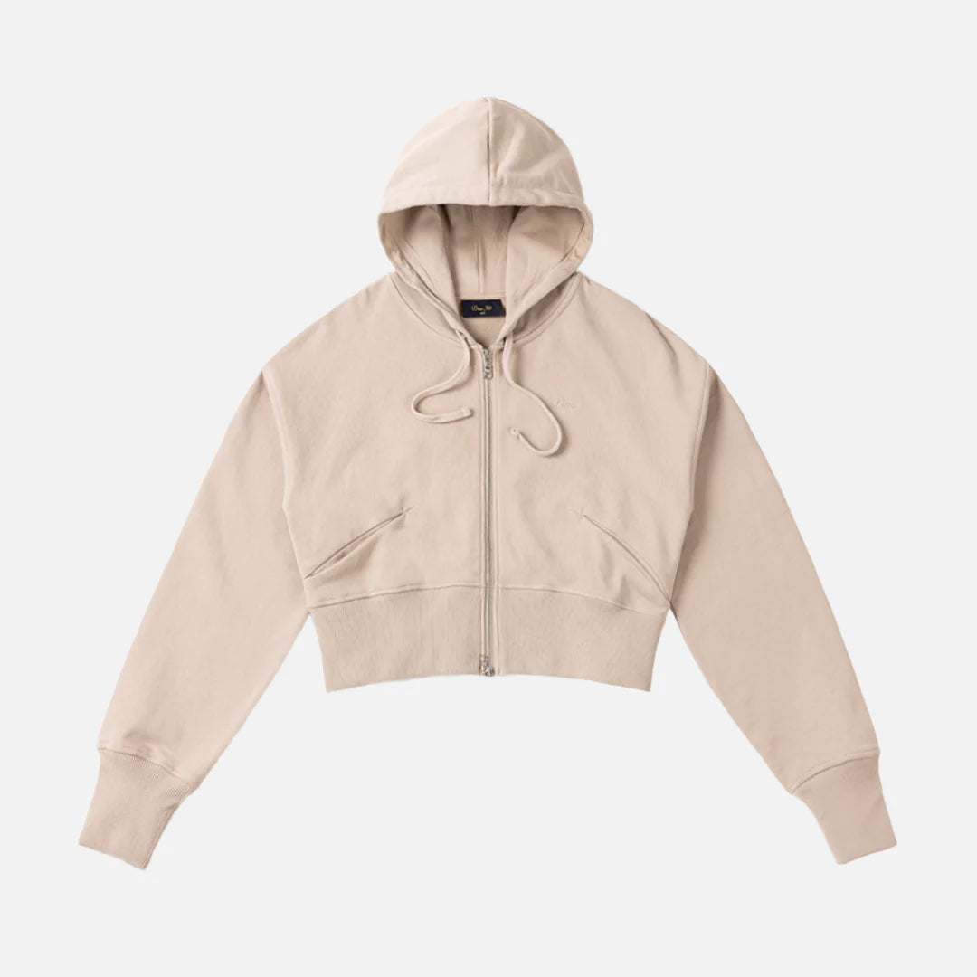 Dime Cropped Zip Hoodie - Antique White