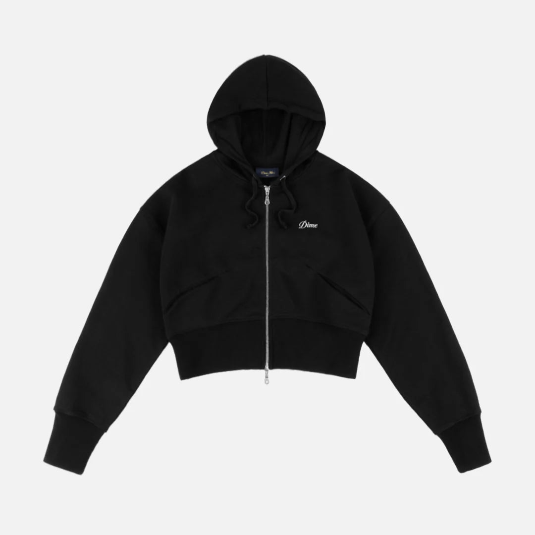 Dime Cropped Zip Hoodie - Black