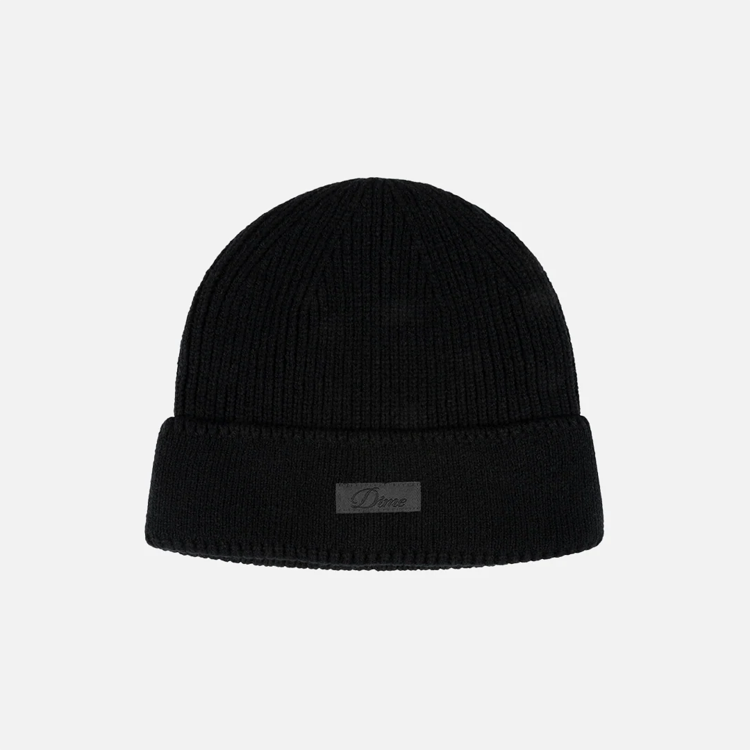 Dime Cursive Rib Beanie - Black