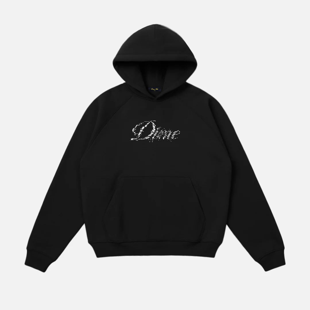DIME 黒スウェット Dime Cursive Smashed Hoodie - Black | 35th North