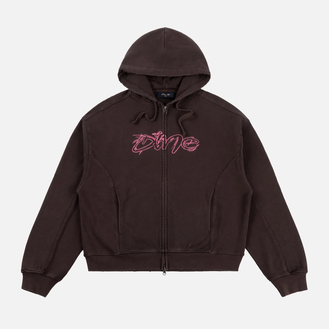 Dime Distressed Terry Zip Hoodie - Acid Brown