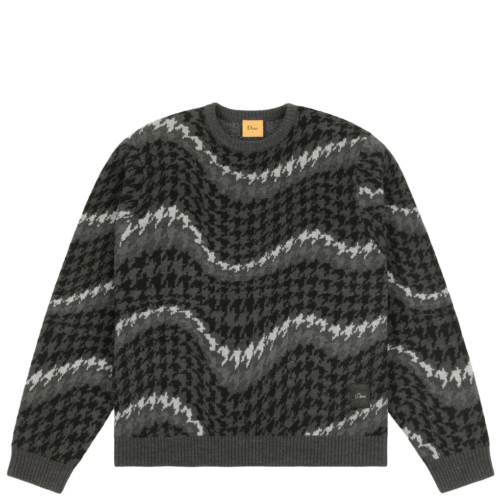 Dime Houndstooth Knit Sweater - Coal