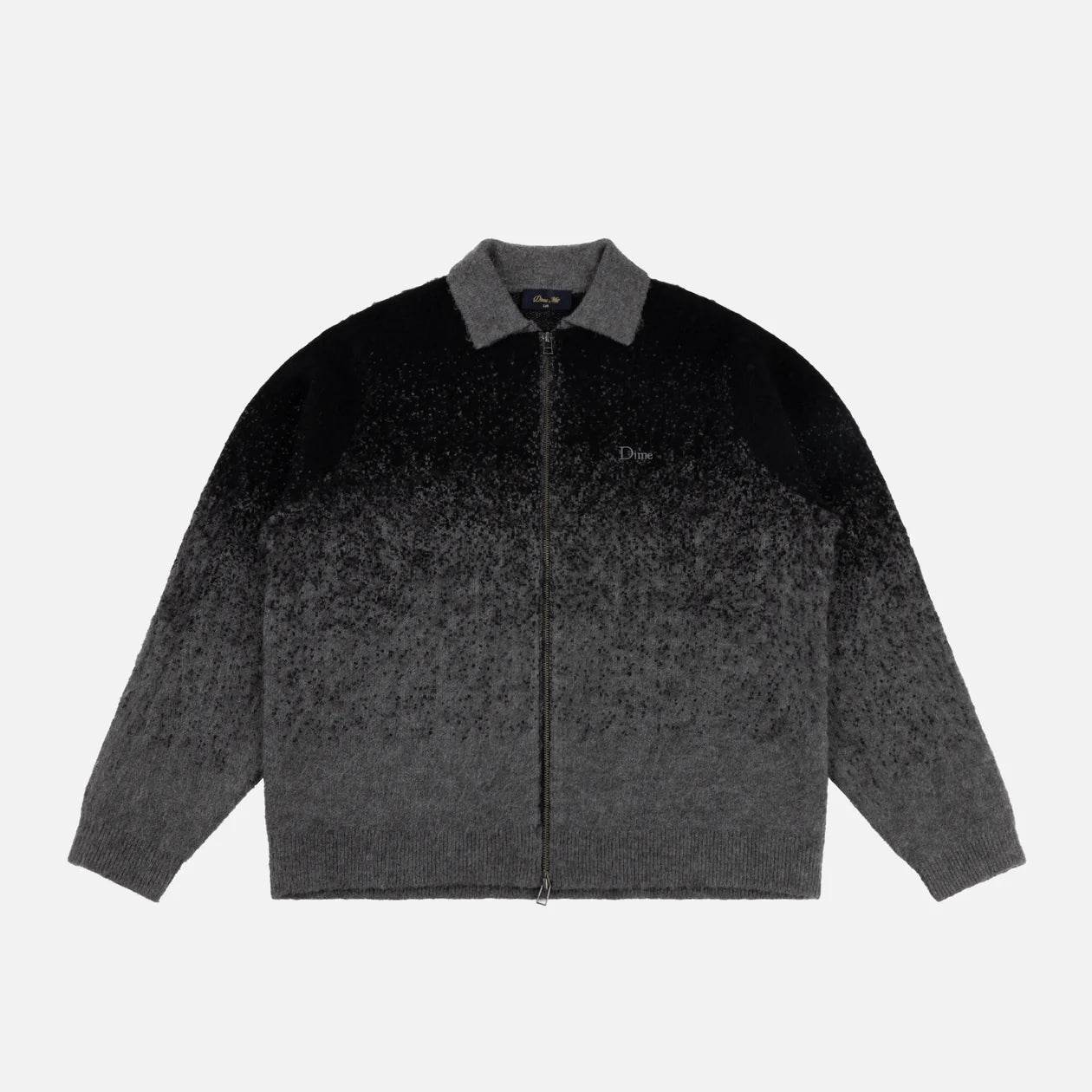 Dime Mohair Double Zip Knit - Black/Charcoal