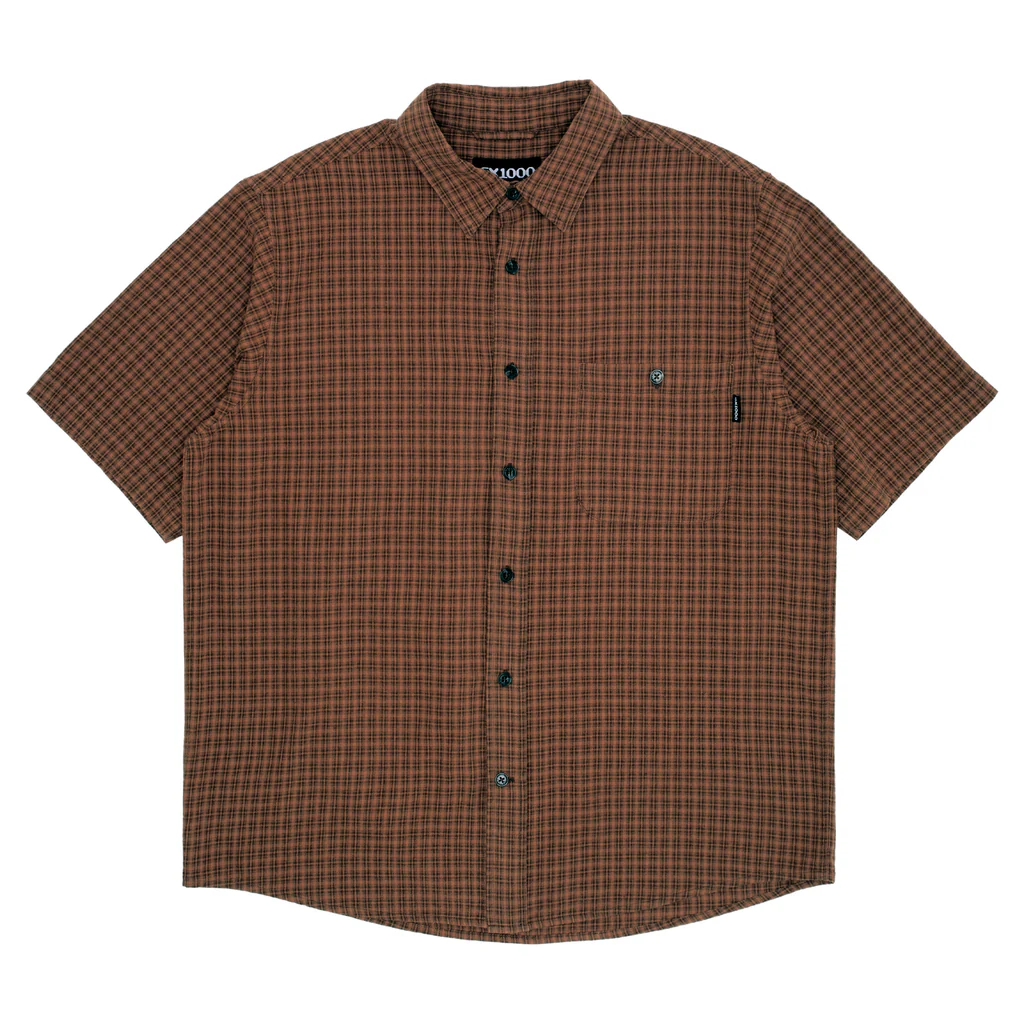 GX1000 Short Sleeve Button Down Shirt - Brown Plaid