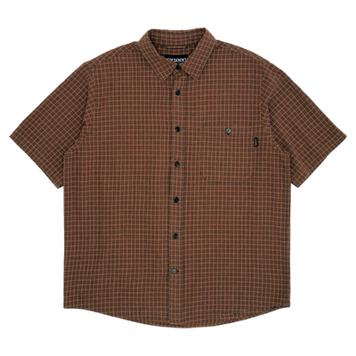 GX1000 Short Sleeve Button Down Shirt - Brown Plaid