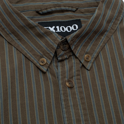GX1000 Long Sleeve Button Down Shirt - Brown Stripe