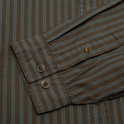 GX1000 Long Sleeve Button Down Shirt - Brown Stripe