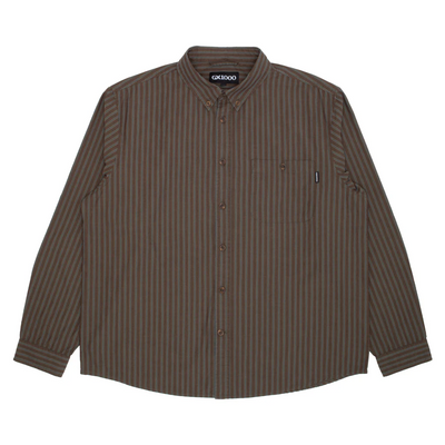 GX1000 Long Sleeve Button Down Shirt - Brown Stripe