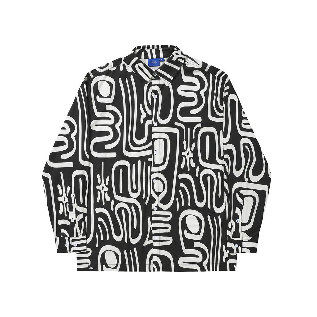 Hélas Abstract LS Shirt - Black/White