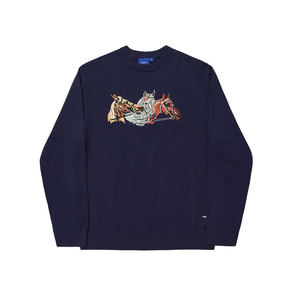 Hélas Horses Crewneck Knit - Navy
