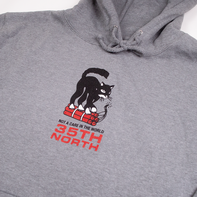 35th North Not A Care Hooded Sweatshirt - Heather Grey