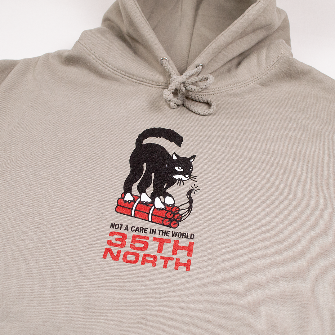 35th North Not A Care Hooded Sweatshirt - Cement