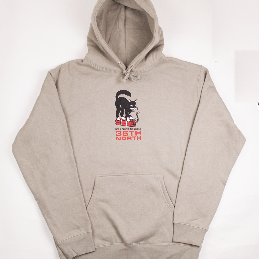 35th North Not A Care Hooded Sweatshirt - Cement