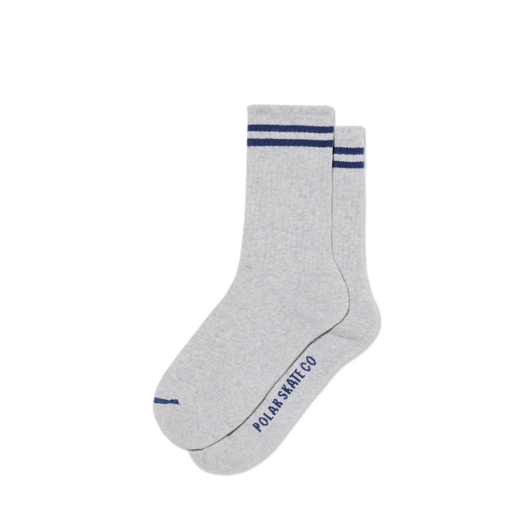 Polar Skate Co Rib Socks 2 Stripes - Heather Grey Blue