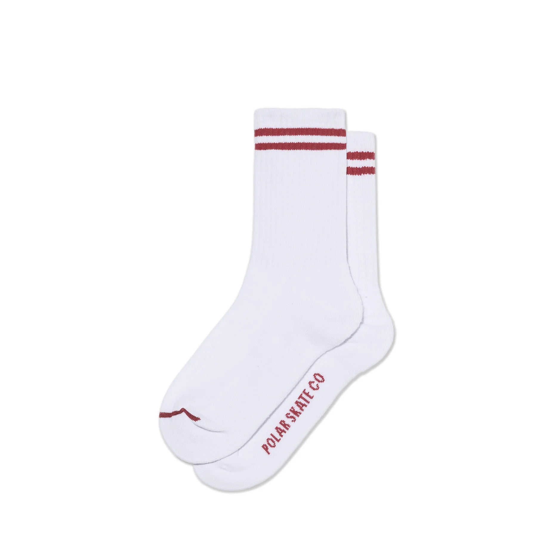 Polar Skate Co Rib Socks 2 Stripes - White Cherry
