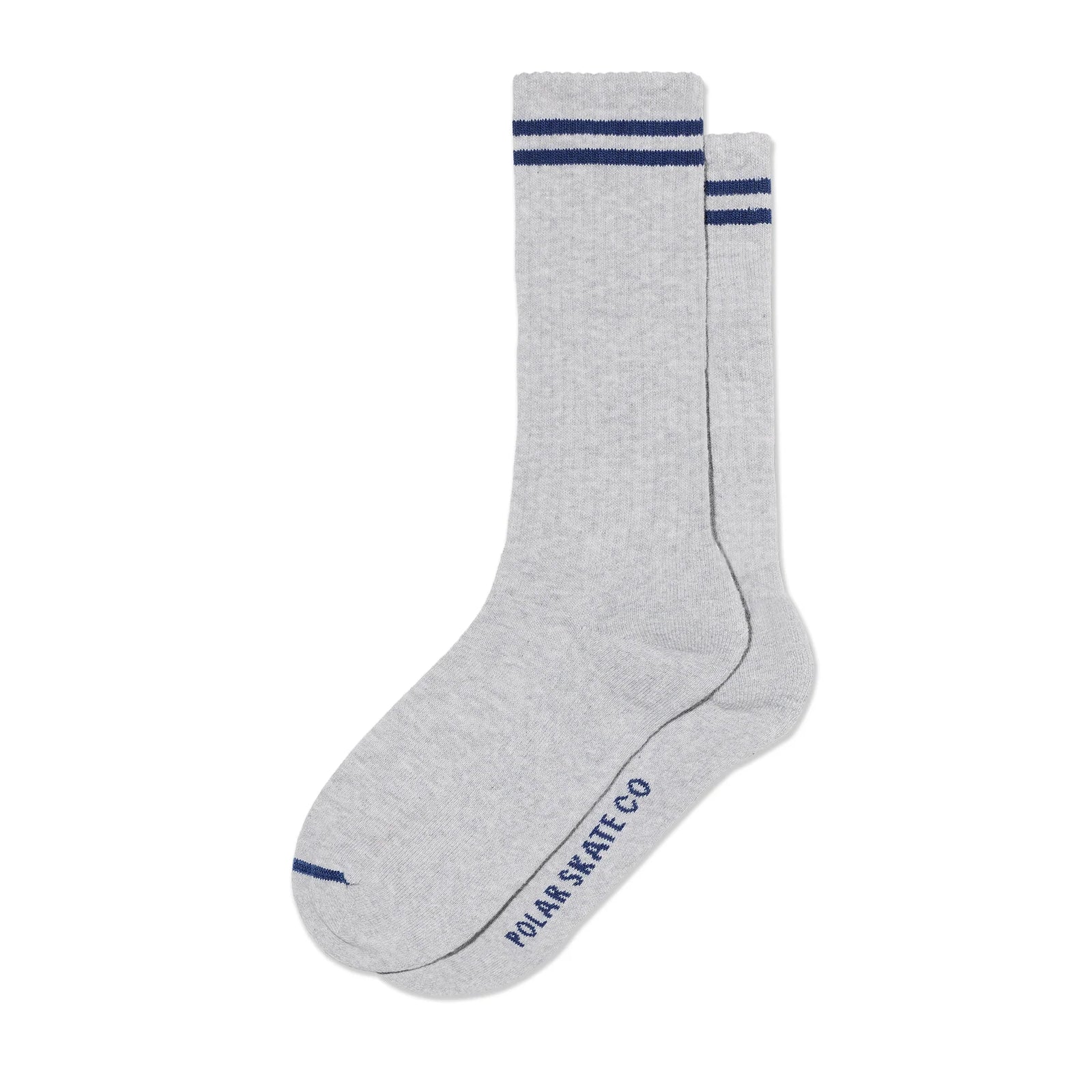 Polar Skate Co Rib Socks Long 2 Stripes - Heather Grey Blue