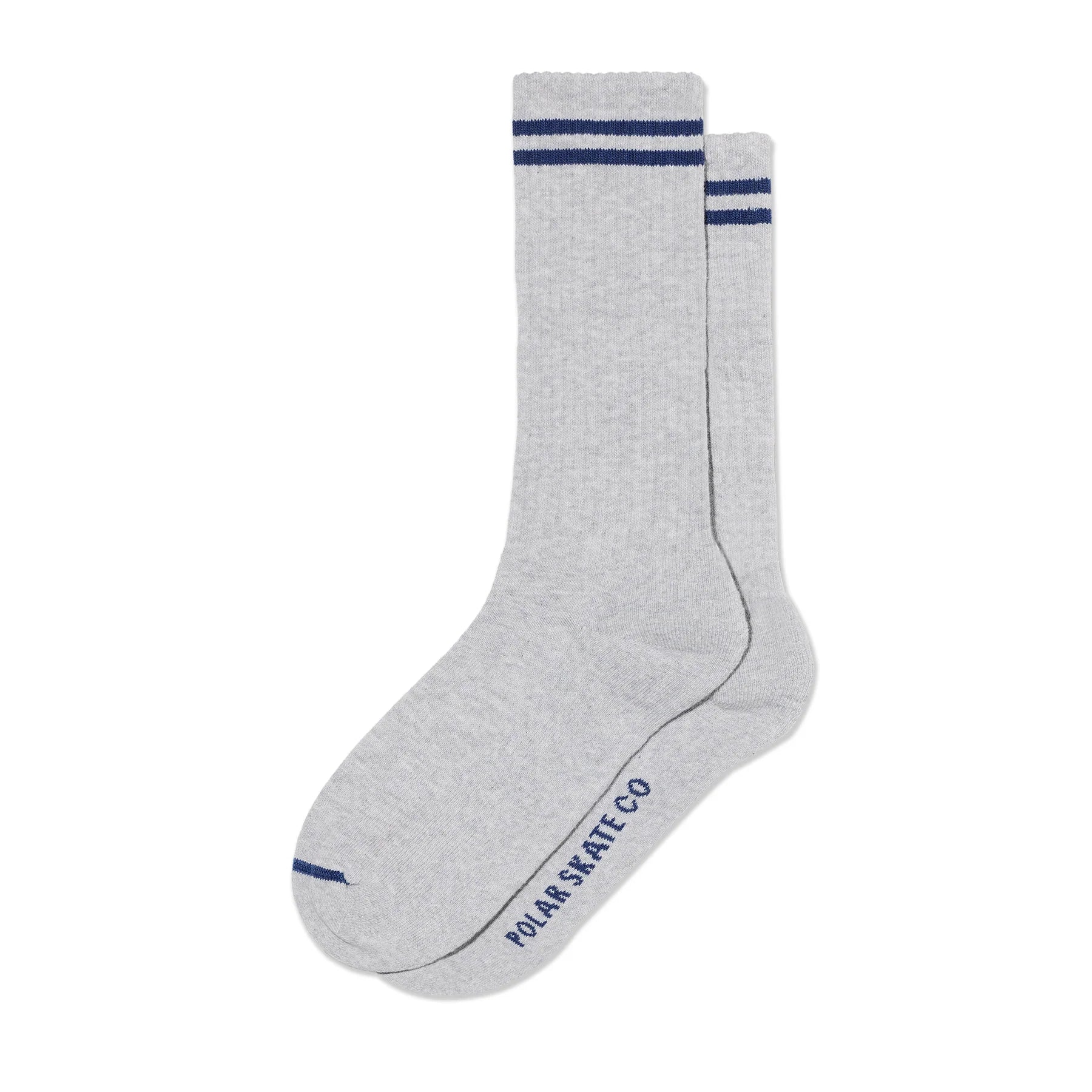 Polar Skate Co Rib Socks Long 2 Stripes - Heather Grey Blue