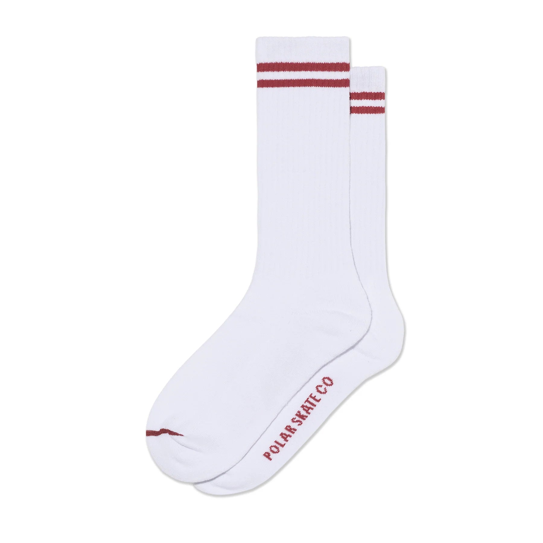 Polar Skate Co Rib Socks Long 2 Stripes - White Cherry