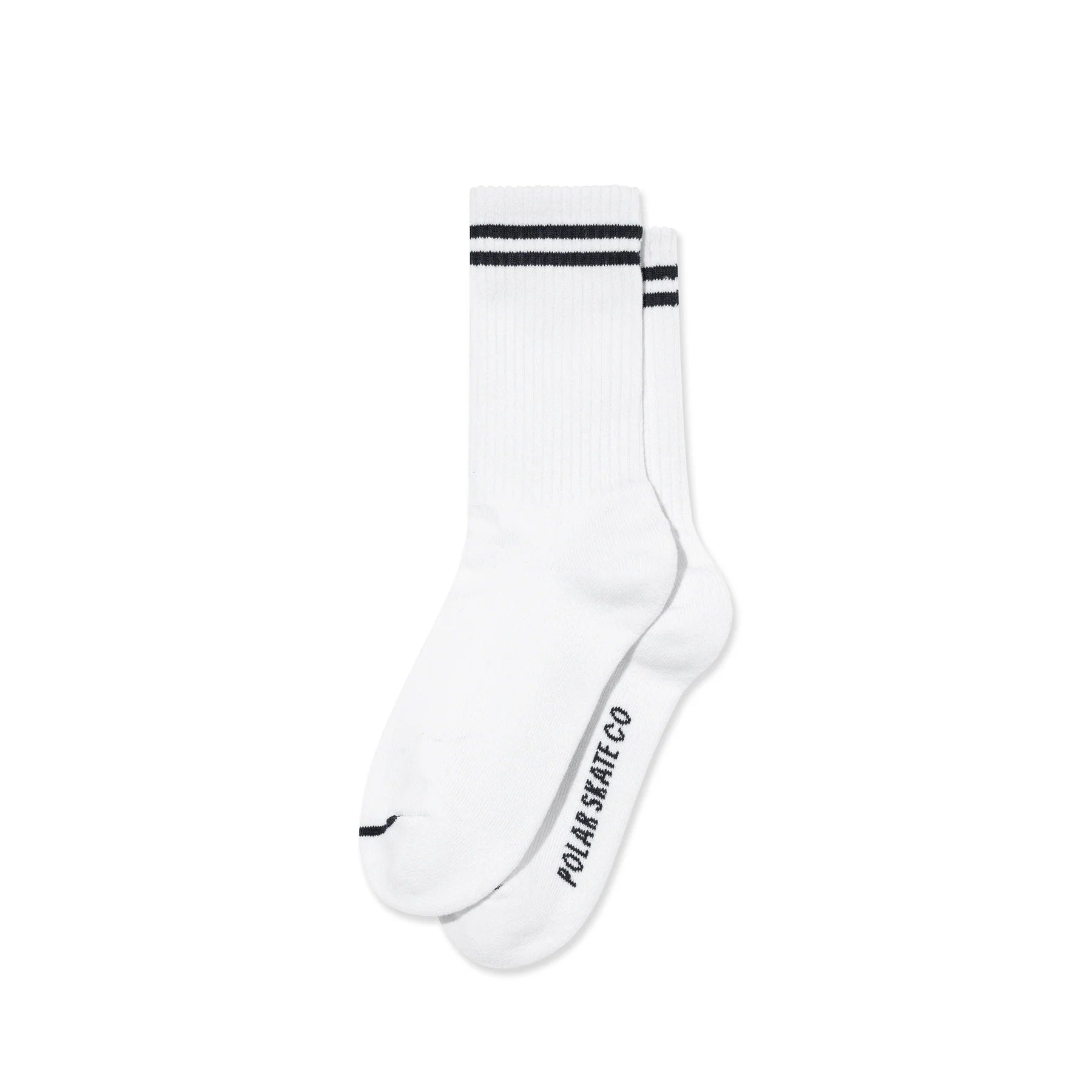 Polar Skate Co Rib Socks 2 Stripes - White Black