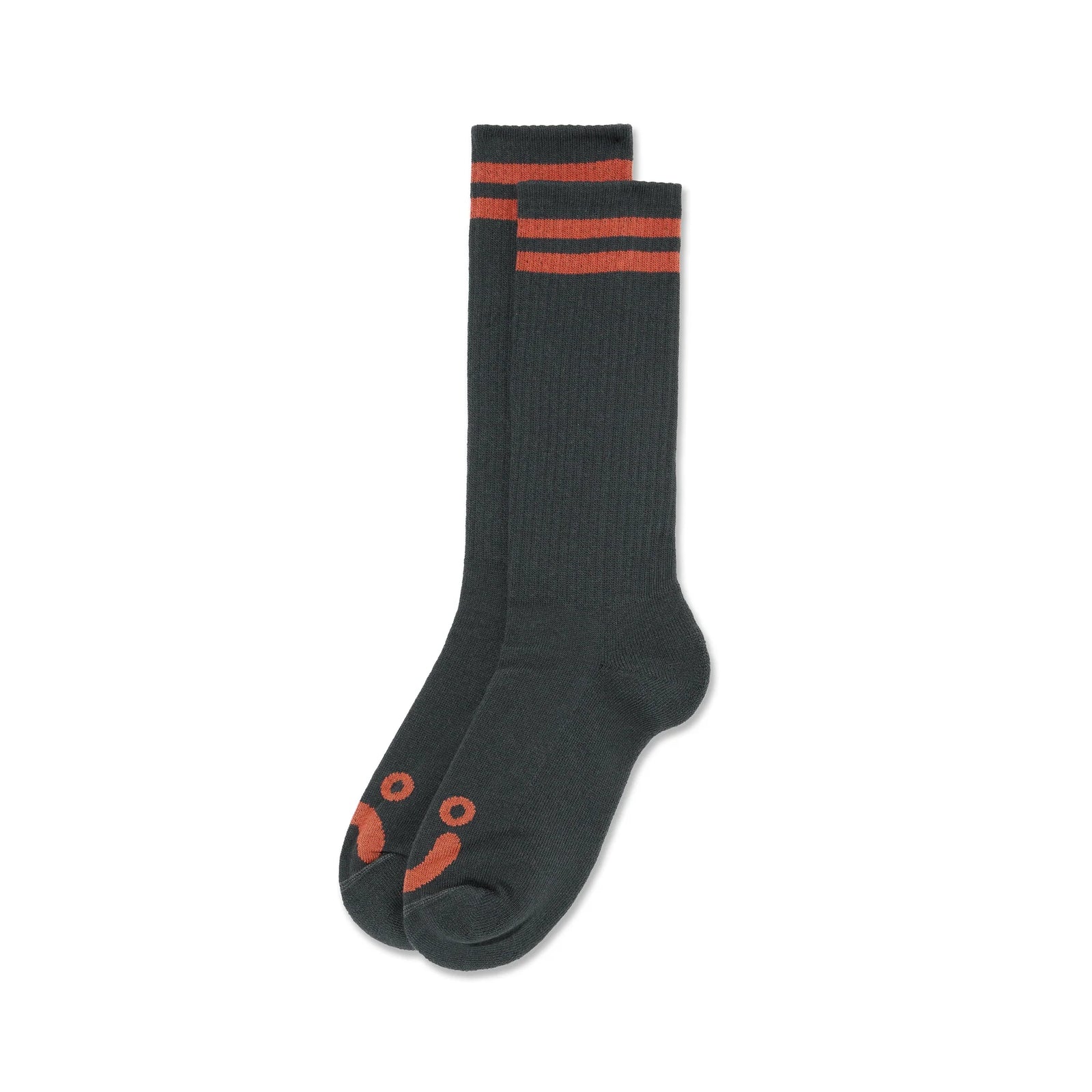 Polar Skate Co Happy Sad Long Rib Socks - Graphite / Orange