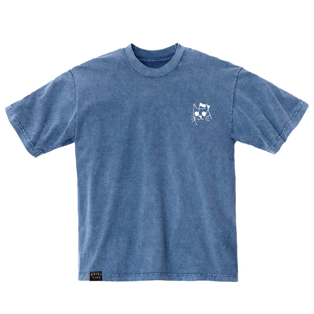 The Quiet Life Music Cat Embroidered Tee - Blue