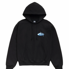 トップス 80's Stussy Oval Logo Hoodie Light Blue Stussy Wave Oval Hoodie - Black | Heavyweight Cotton Sweatshirt