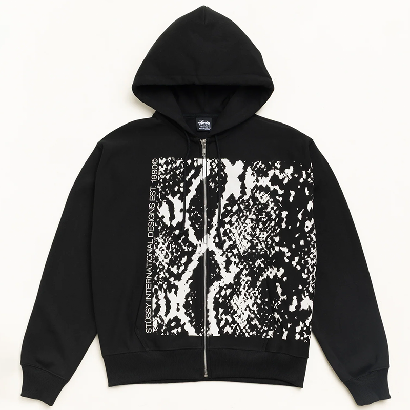 Stussy Snakeskin Zip Hood - Black