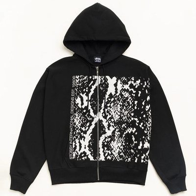 Stussy Snakeskin Zip Hood - Black