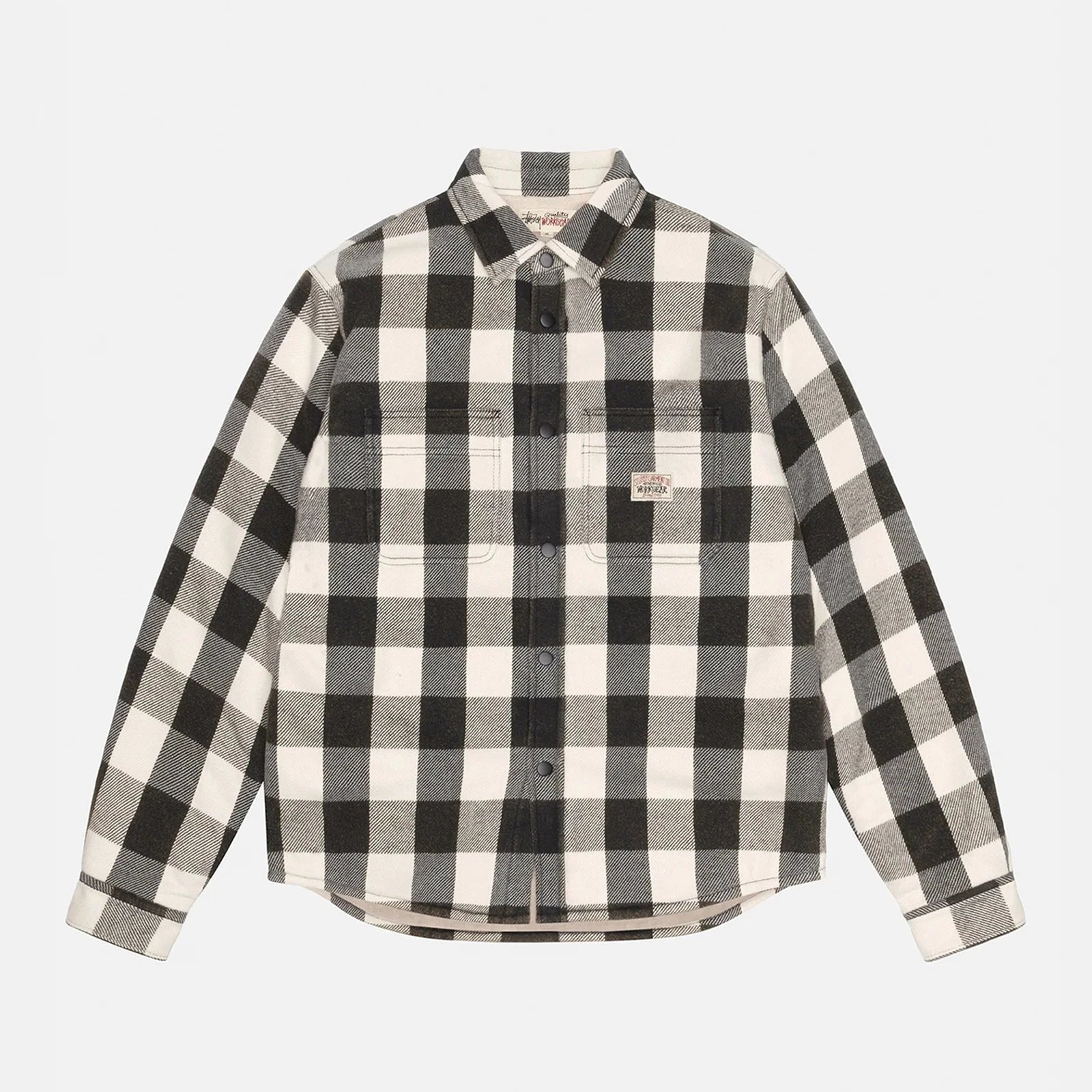 Stussy Sherpa Lined Buffalo Plaid Shirt -  Bone