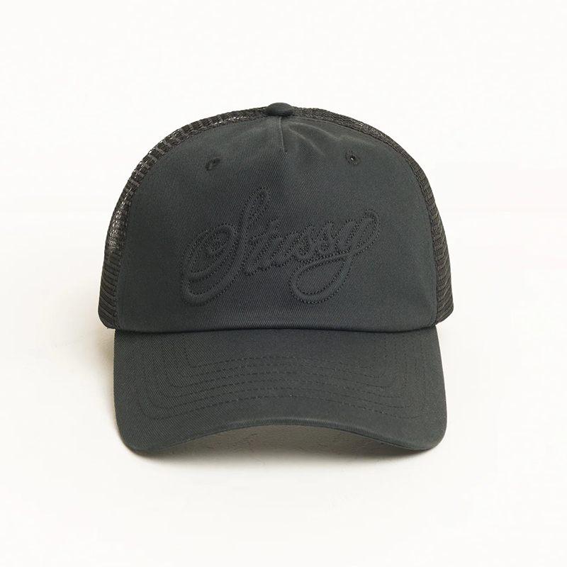 Stussy Trucker Cursive Stitch Cap - Black