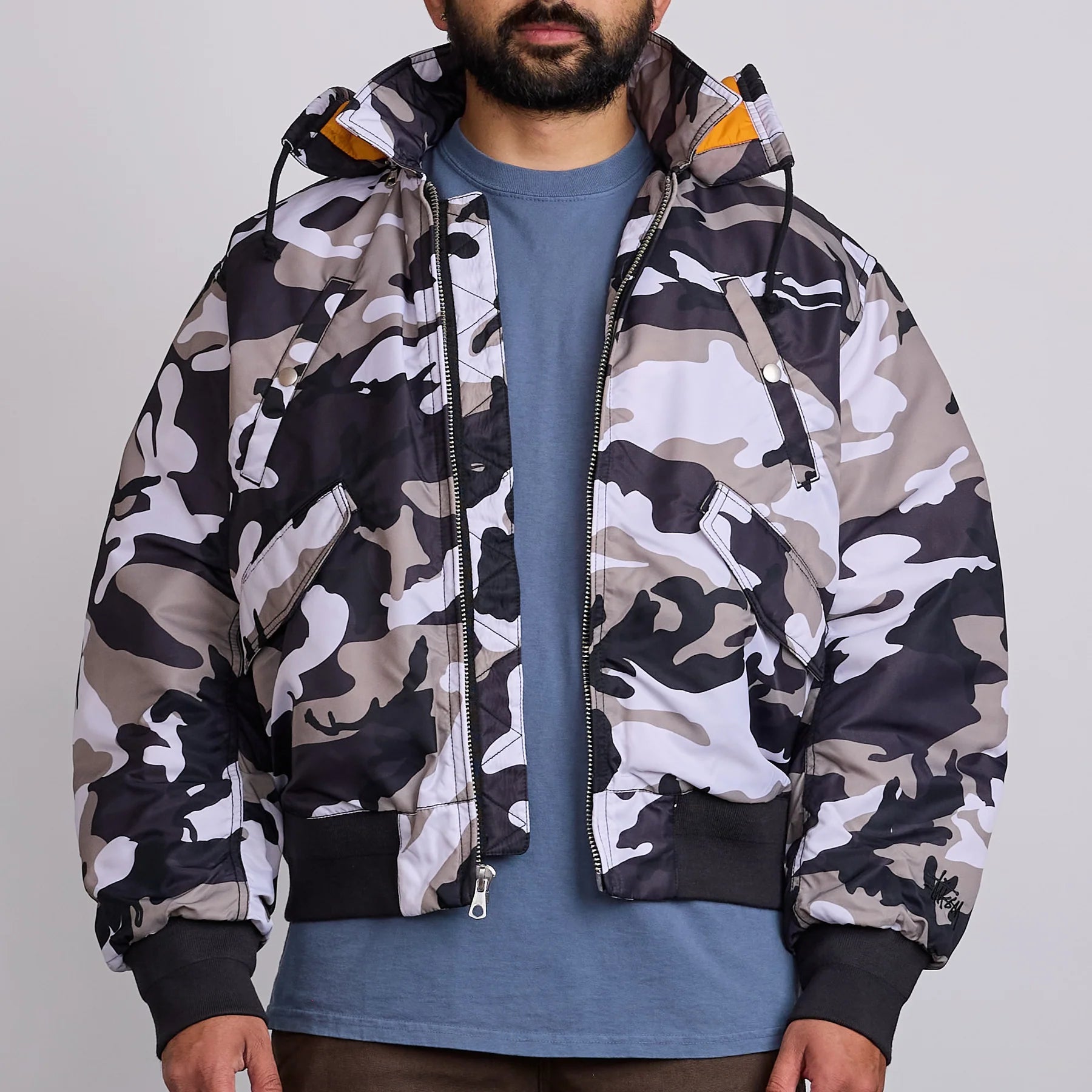Stussy Flight Bomber Jacket - Snow Camo - 35th North