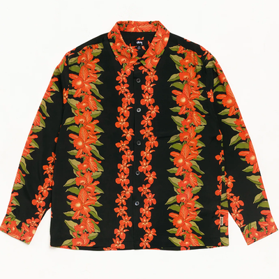 Stussy Hawaiian Floral LS Shirt - Black